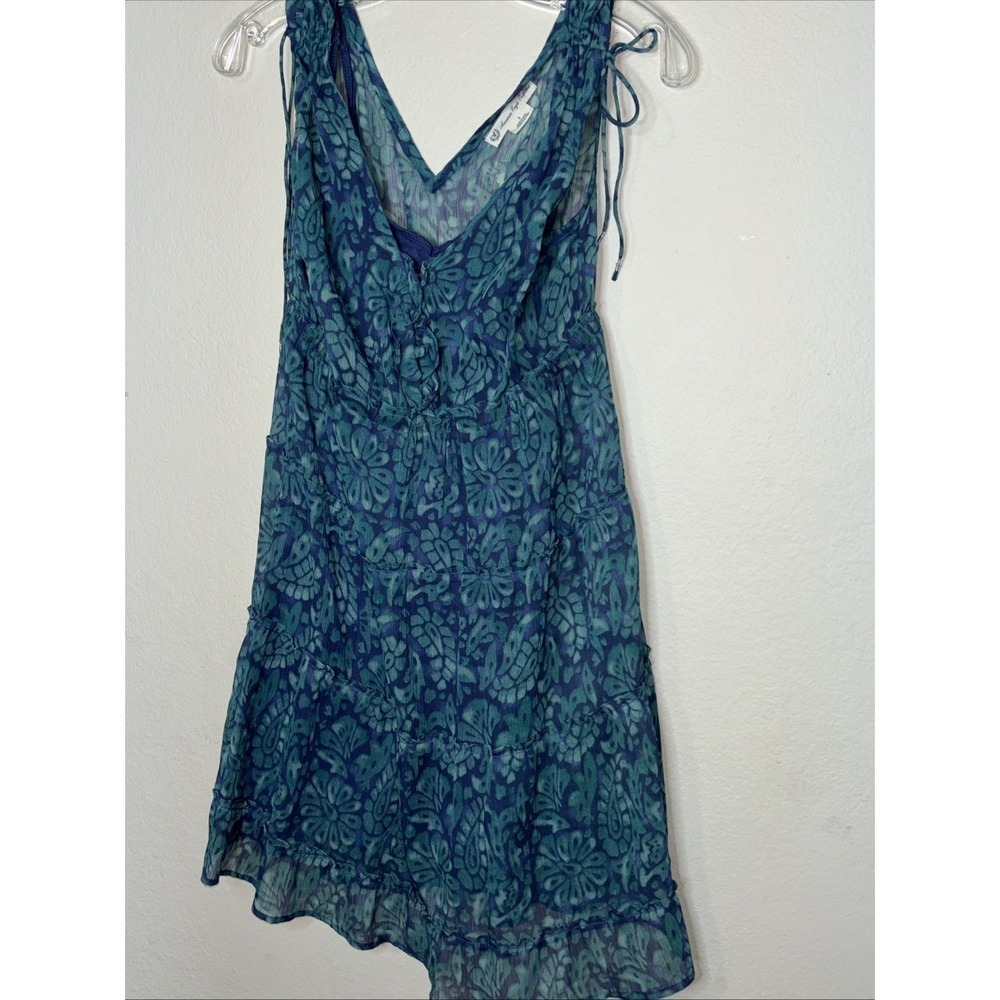American Eagle Womans Blue/Green Semi Sheer Tiered V-Neck Casual Dress Size 2